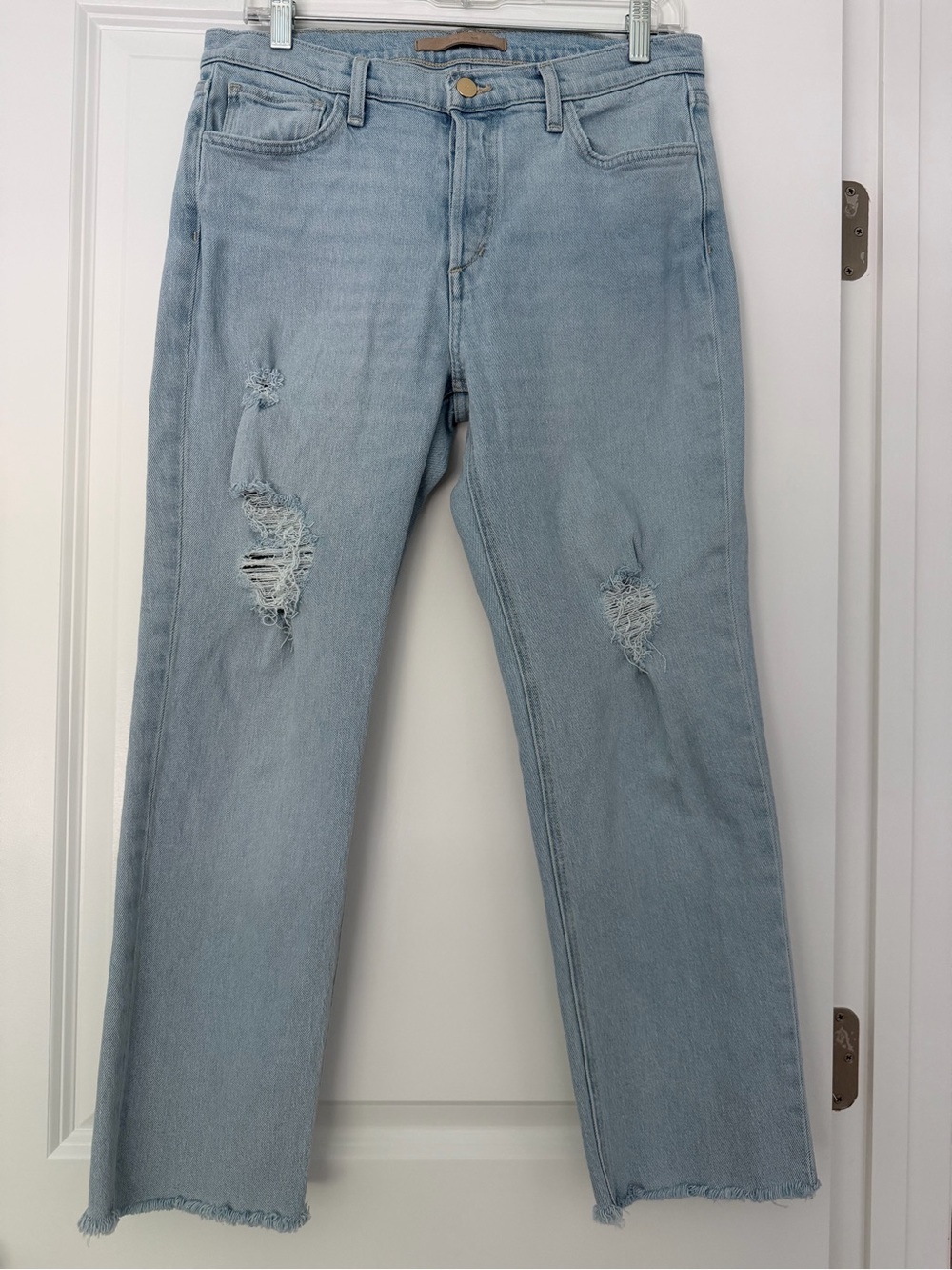 Joe's Jeans Pale Blue Straight-Leg Distressed Denim